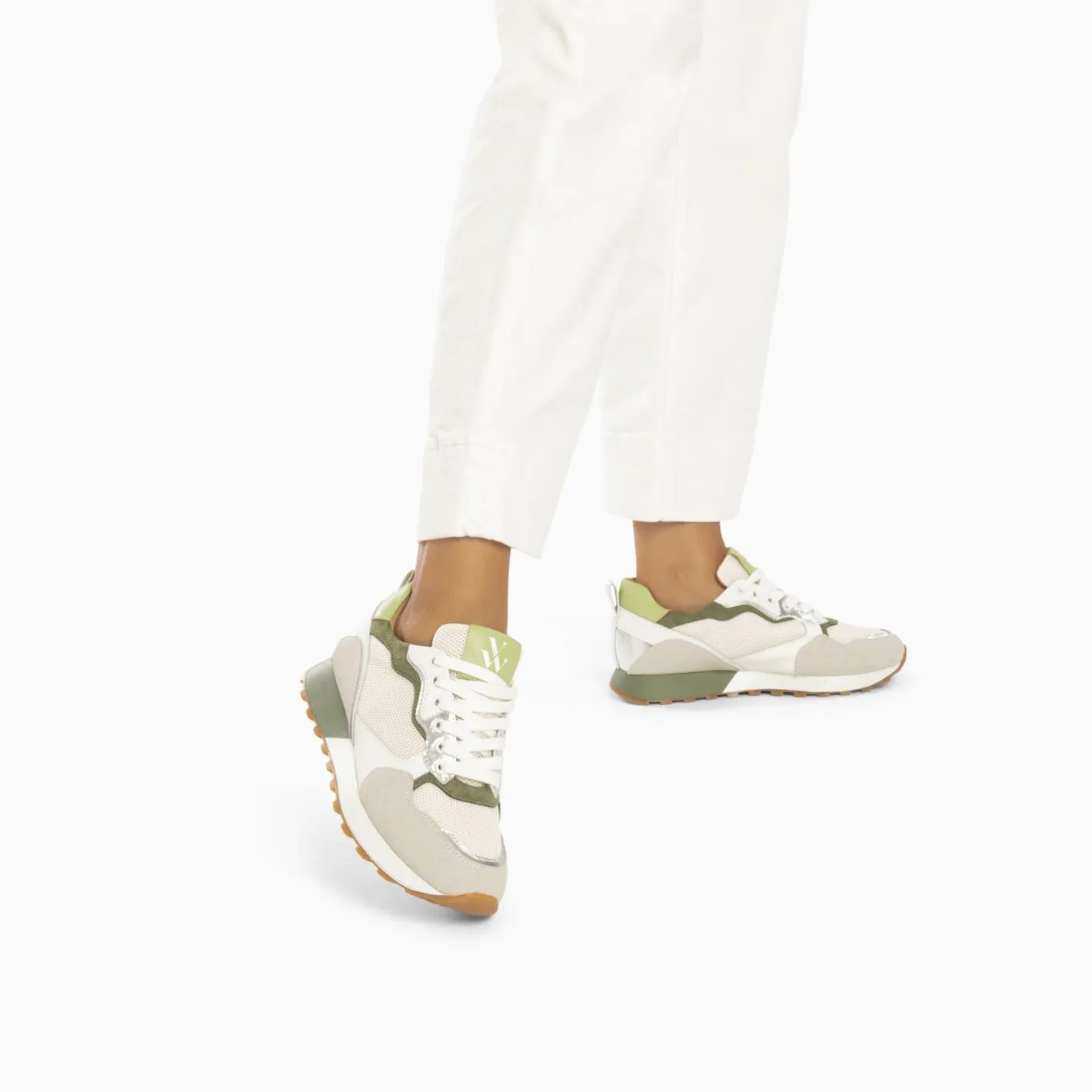 Vanessa Wu Baskets Margaux Gris Et Vert A Semelle Running Sale