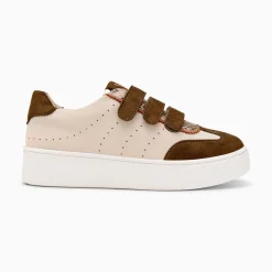 Vanessa Wu Baskets Marie Beige Et Kaki A Scratchs