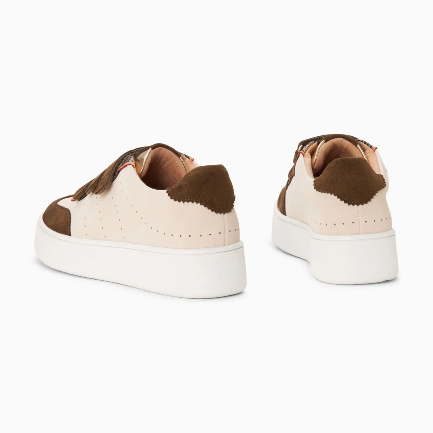 Vanessa Wu Baskets Marie Beige Et Kaki A Scratchs