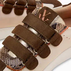 Vanessa Wu Baskets Marie Beige Et Kaki A Scratchs