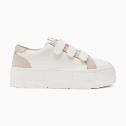 Vanessa Wu Baskets Monica Blanches A Scratchs Glitter Et Plateforme