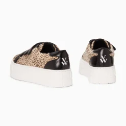 Vanessa Wu Baskets Monica Guepard A Scratchs Noirs Et Plateforme Clearance