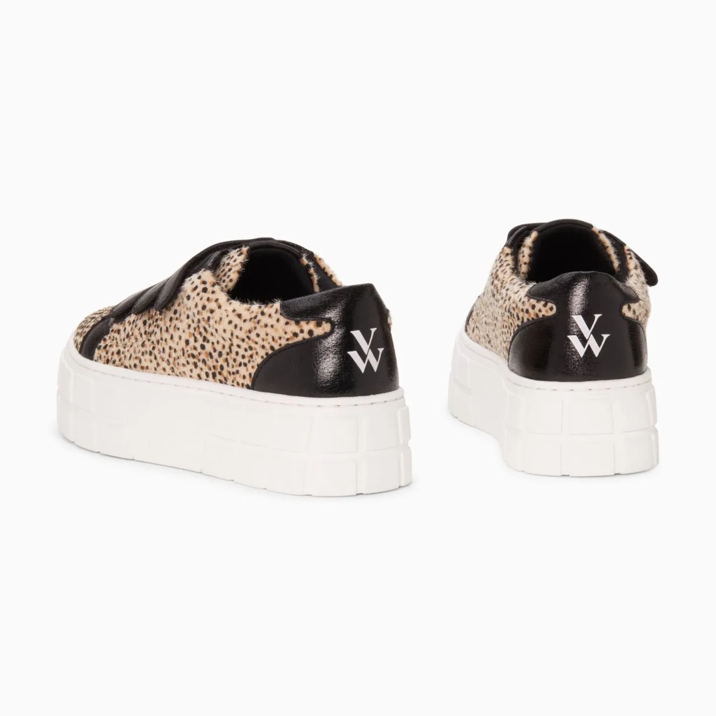 Vanessa Wu Baskets Monica Guepard A Scratchs Noirs Et Plateforme Clearance