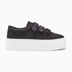 Vanessa Wu Baskets Monica Noires A Scratchs Glitter Et Plateforme New