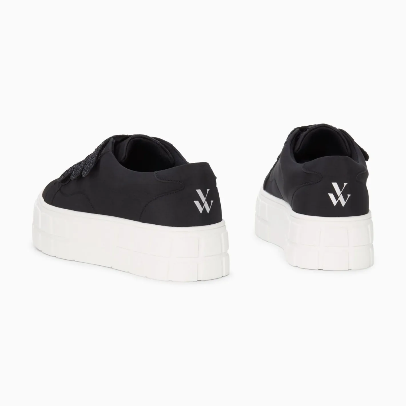 Vanessa Wu Baskets Monica Noires A Scratchs Glitter Et Plateforme New