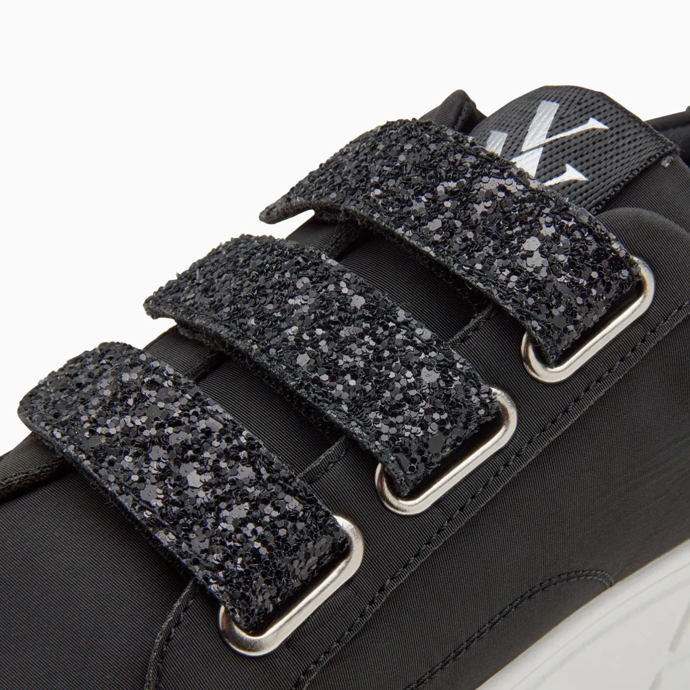 Vanessa Wu Baskets Monica Noires A Scratchs Glitter Et Plateforme New