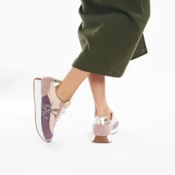 Vanessa Wu Baskets Monogramme Adelie Violet Et Beige A Semelle Running Hot