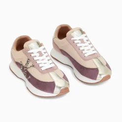 Vanessa Wu Baskets Monogramme Adelie Violet Et Beige A Semelle Running Hot
