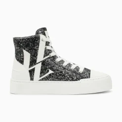 Vanessa Wu Baskets Monogramme Alix Montantes A Paillettes Noires Outlet