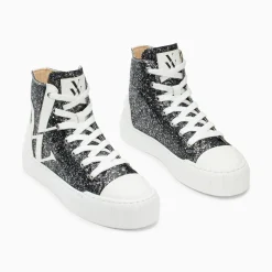Vanessa Wu Baskets Monogramme Alix Montantes A Paillettes Noires Outlet