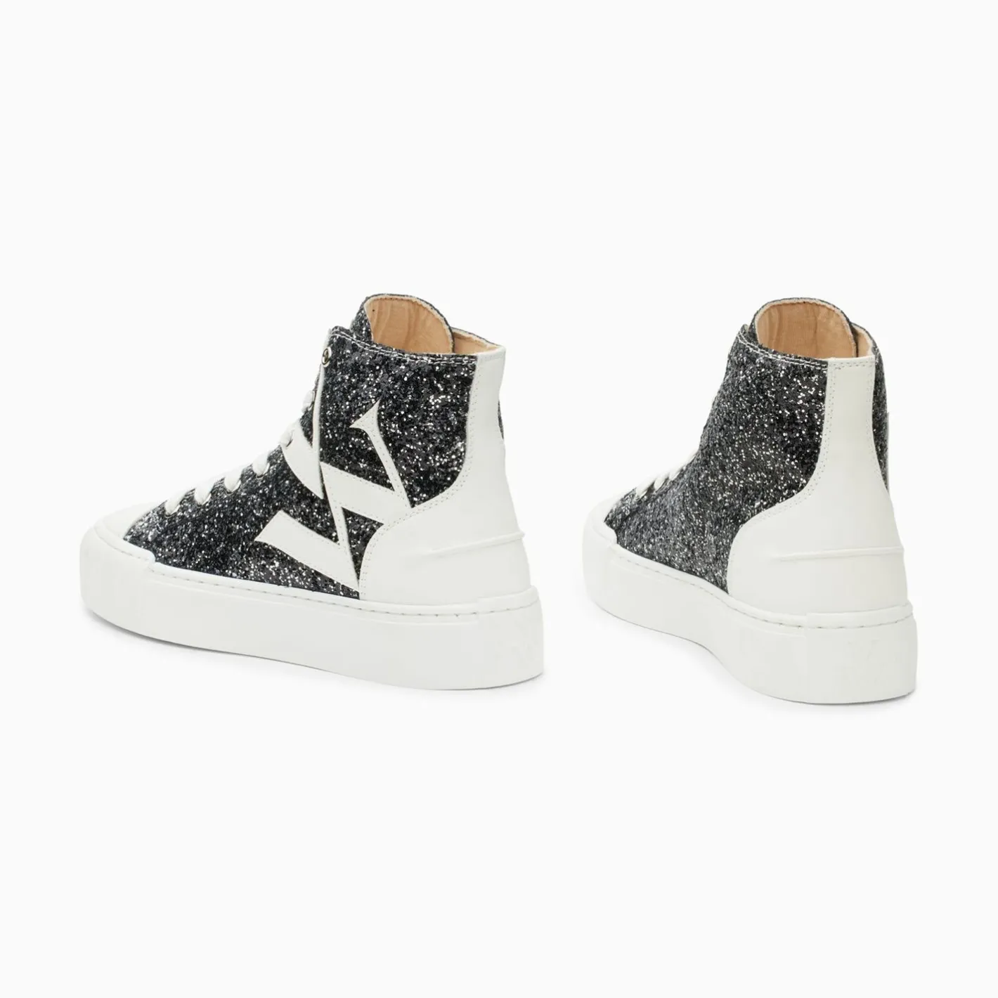 Vanessa Wu Baskets Monogramme Alix Montantes A Paillettes Noires Outlet