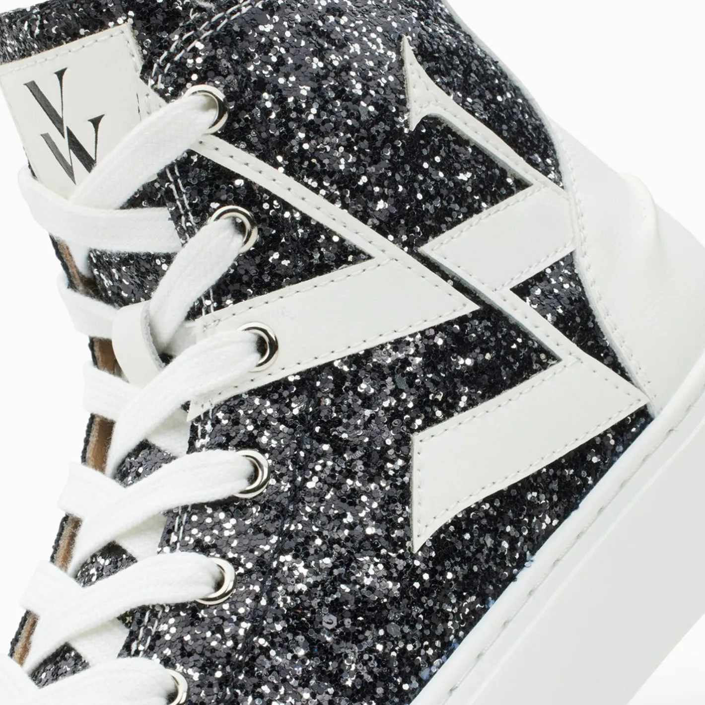Vanessa Wu Baskets Monogramme Alix Montantes A Paillettes Noires Outlet