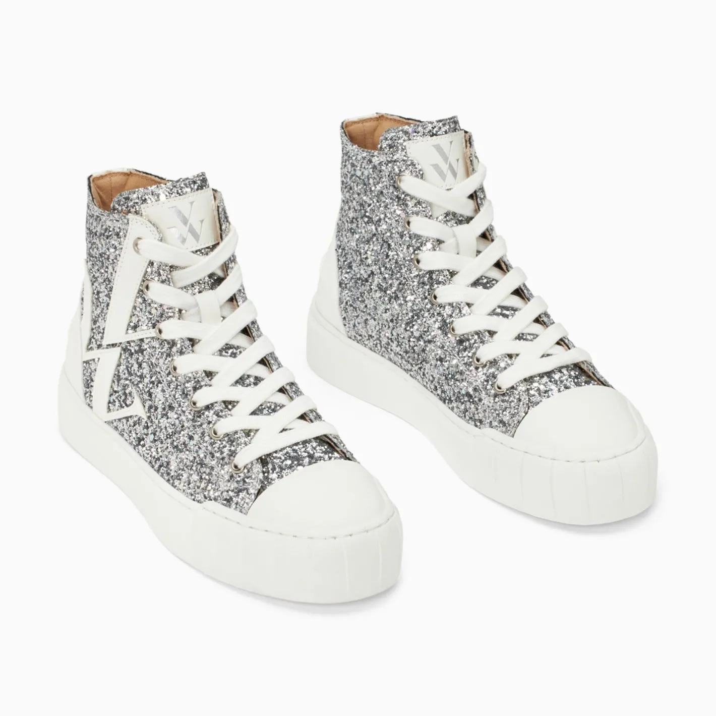 Vanessa Wu Baskets Monogramme Alix Montantes A Paillettes Argent Sale