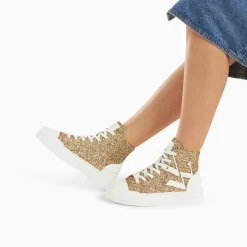 Vanessa Wu Baskets Monogramme Alix Montantes A Paillettes Or Clearance