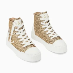 Vanessa Wu Baskets Monogramme Alix Montantes A Paillettes Or Clearance