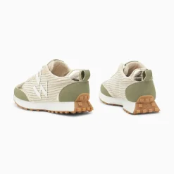 Vanessa Wu Baskets Monogramme Athenais Beige Et Kaki A Semelle Running