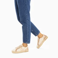 Vanessa Wu Baskets Monogramme Aurore Rose Et Rose Gold A Semelle Espadrille Discount