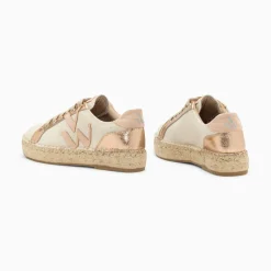 Vanessa Wu Baskets Monogramme Aurore Rose Et Rose Gold A Semelle Espadrille Discount
