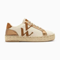 Vanessa Wu Baskets Monogramme Aurore Cafe Et Bronze A Semelle Espadrille New