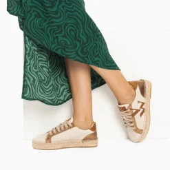 Vanessa Wu Baskets Monogramme Aurore Cafe Et Bronze A Semelle Espadrille New
