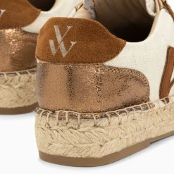 Vanessa Wu Baskets Monogramme Aurore Cafe Et Bronze A Semelle Espadrille New