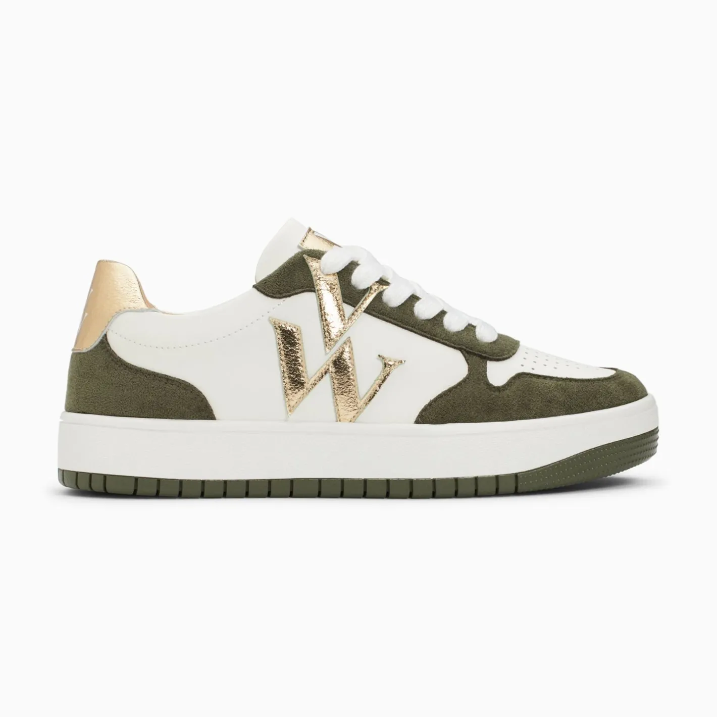 Vanessa Wu Baskets Monogramme Calie Blanc Et Kaki Discount