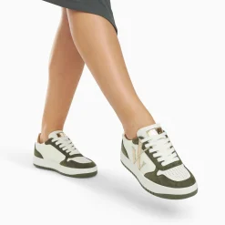 Vanessa Wu Baskets Monogramme Calie Blanc Et Kaki Discount