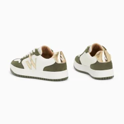 Vanessa Wu Baskets Monogramme Calie Blanc Et Kaki Discount