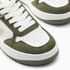 Vanessa Wu Baskets Monogramme Calie Blanc Et Kaki Discount