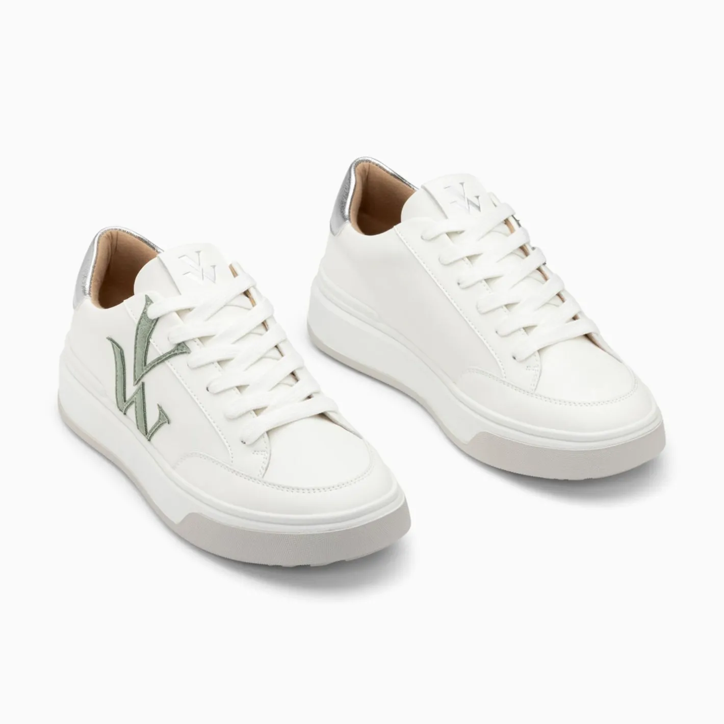 Vanessa Wu Baskets Monogramme Candice Blanc Et Vert Sale