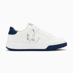 Vanessa Wu Baskets Monogramme Candice Blanc Et Bleu Outlet