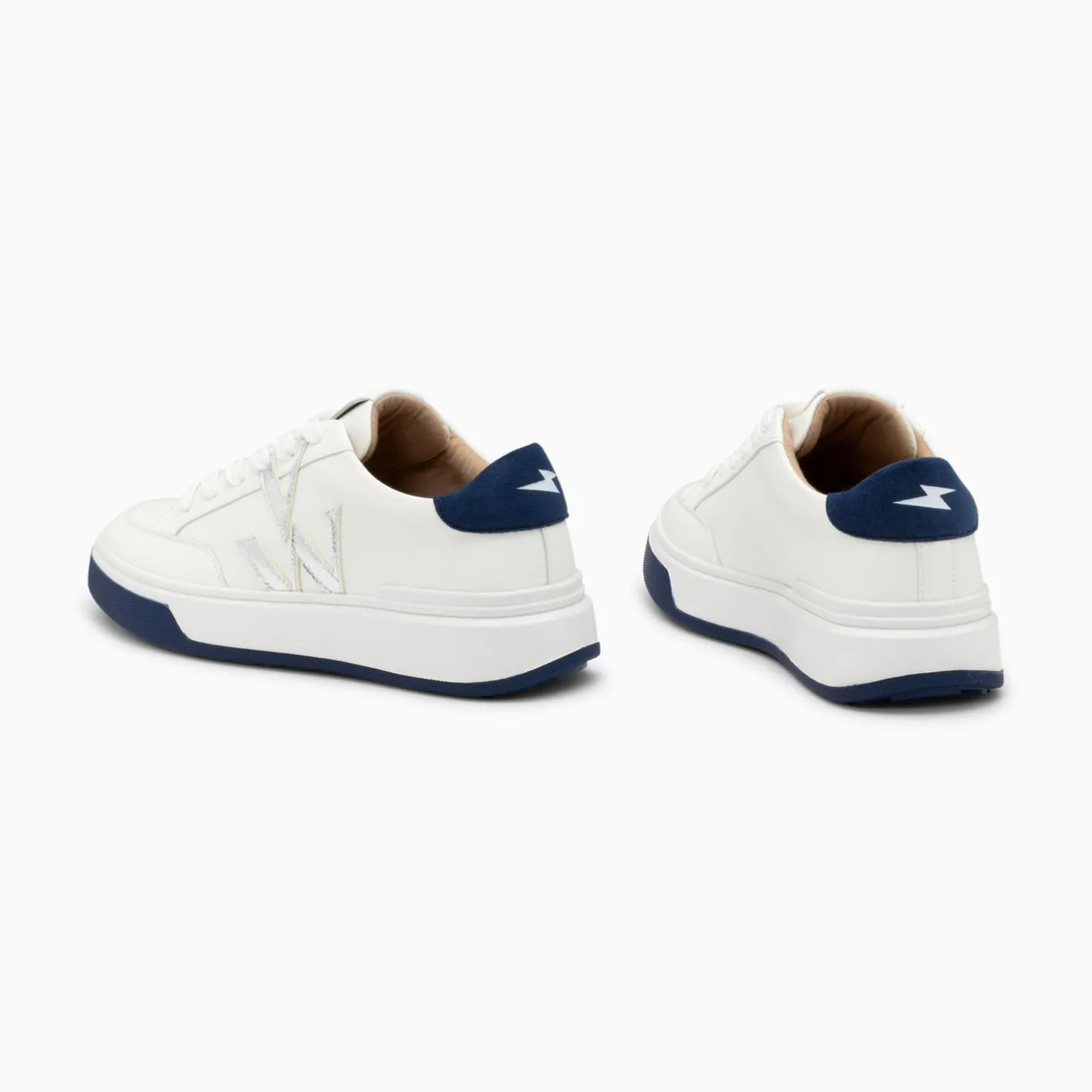 Vanessa Wu Baskets Monogramme Candice Blanc Et Bleu Outlet