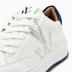 Vanessa Wu Baskets Monogramme Candice Blanc Et Bleu Outlet