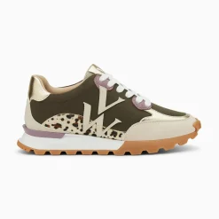 Vanessa Wu Baskets Monogramme Caterina Kaki A Semelle Running Outlet