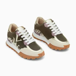 Vanessa Wu Baskets Monogramme Caterina Kaki A Semelle Running Outlet
