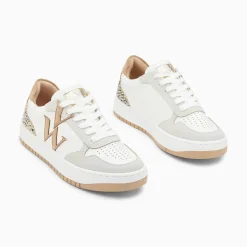 Vanessa Wu Baskets Monogramme Esmee Blanc Et Beige Clearance