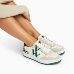Vanessa Wu Baskets Monogramme Esmee Blanc Et Vert Clearance