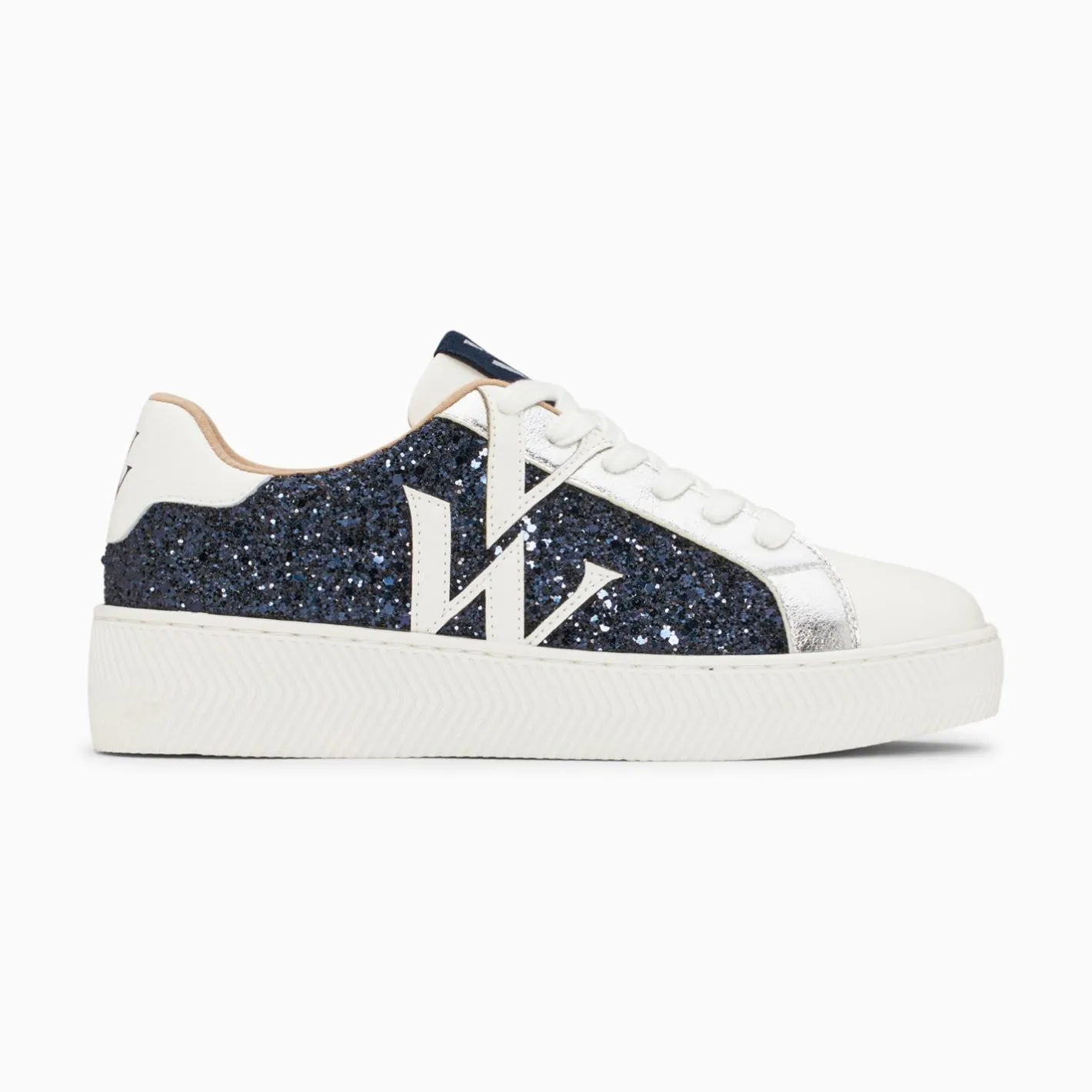 Vanessa Wu Baskets Monogramme Estelle A Paillettes Bleues New