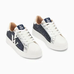 Vanessa Wu Baskets Monogramme Estelle A Paillettes Bleues New