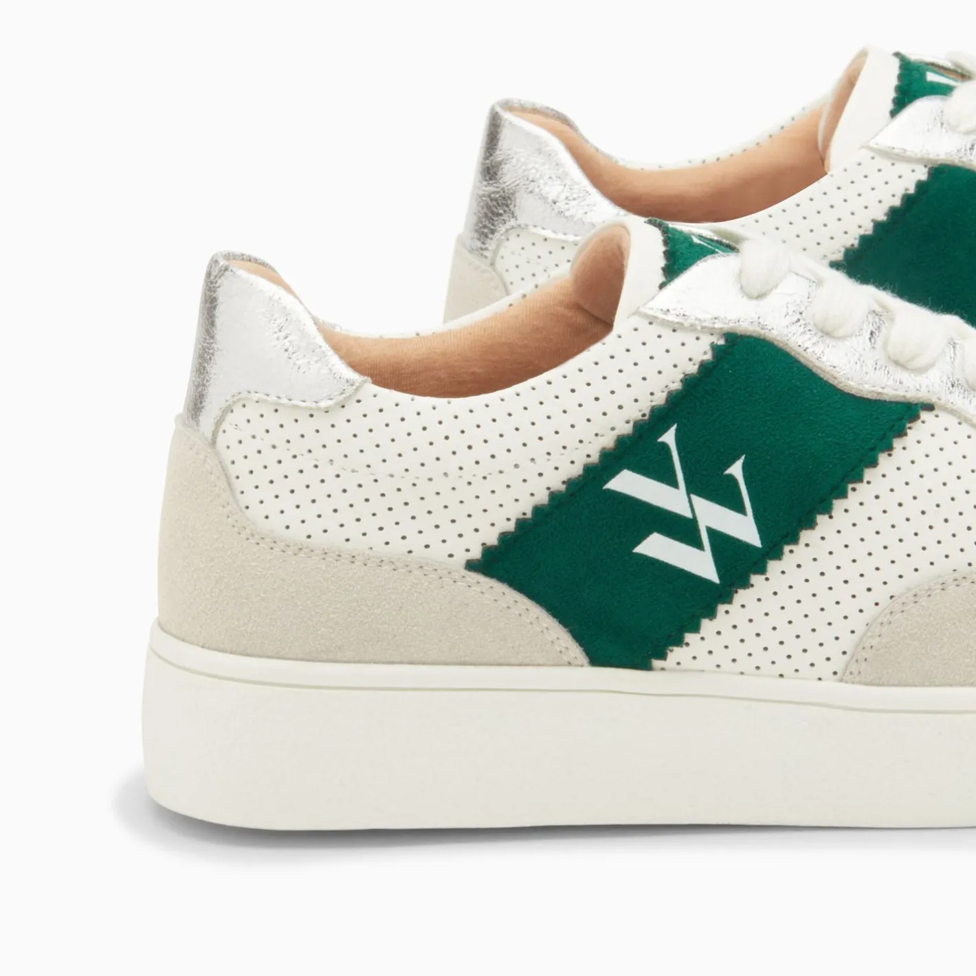 Vanessa Wu Baskets Monogramme Flavie Perforees Gris Et Vert A Lacets Sale