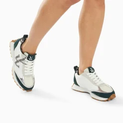 Vanessa Wu Baskets Monogramme Grace Blanc Et Vert A Semelle Running New
