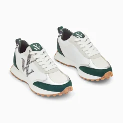 Vanessa Wu Baskets Monogramme Grace Blanc Et Vert A Semelle Running New