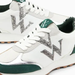 Vanessa Wu Baskets Monogramme Grace Blanc Et Vert A Semelle Running New