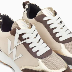 Vanessa Wu Baskets Monogramme Grace Beige Et Marron A Semelle Running Online