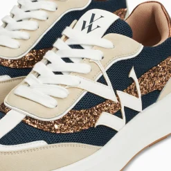 Vanessa Wu Baskets Monogramme Ines Marine Et Bronze A Semelle Oversize Online