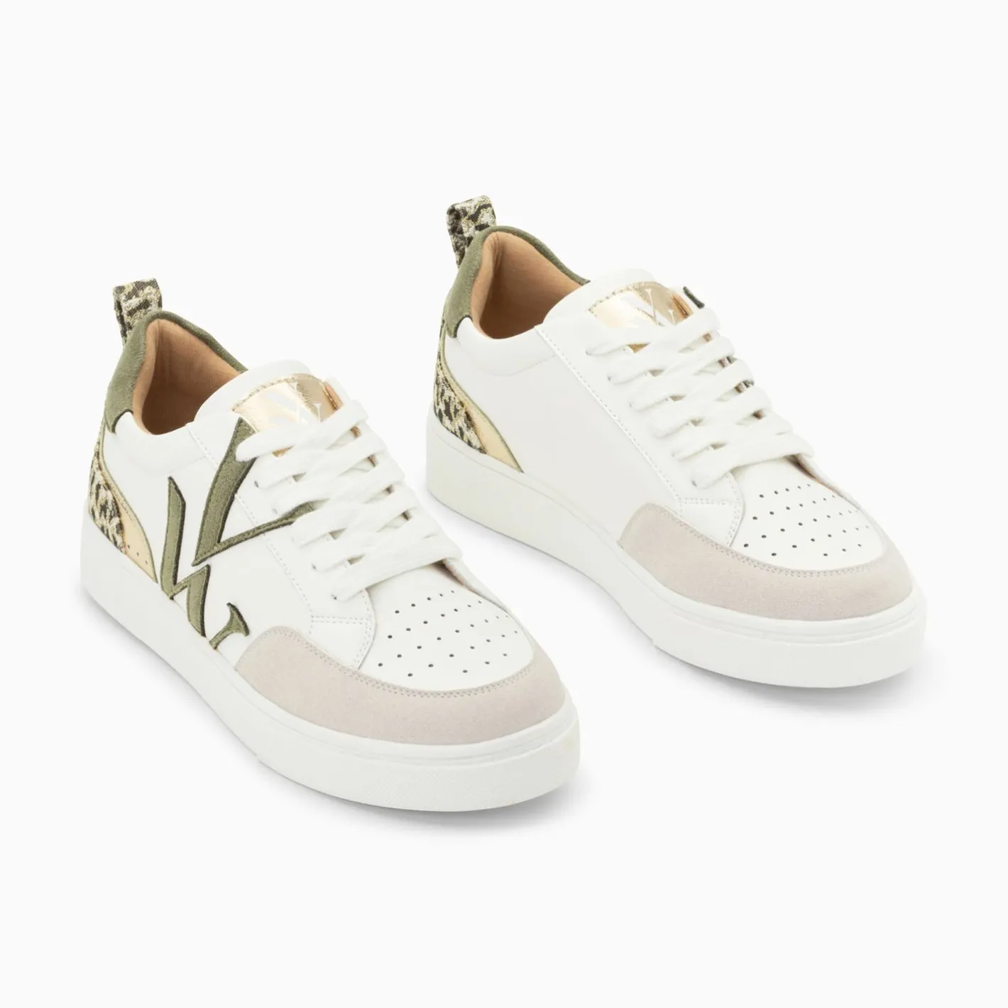 Vanessa Wu Baskets Monogramme Joyce Blanc Et Kaki Online