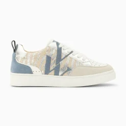 Vanessa Wu Baskets Monogramme Joyce Argent Zebre Et Bleu-Gris Online