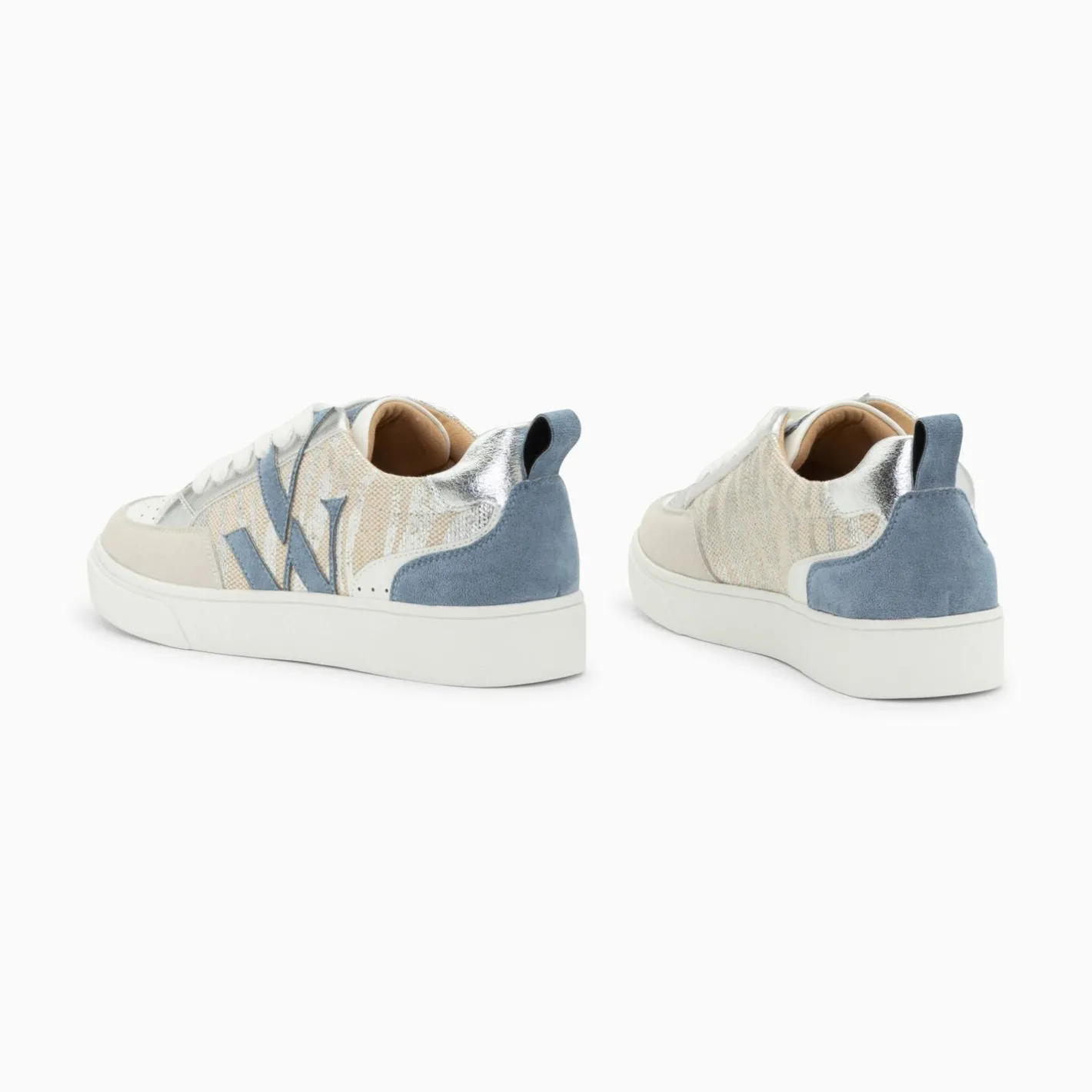Vanessa Wu Baskets Monogramme Joyce Argent Zebre Et Bleu-Gris Online