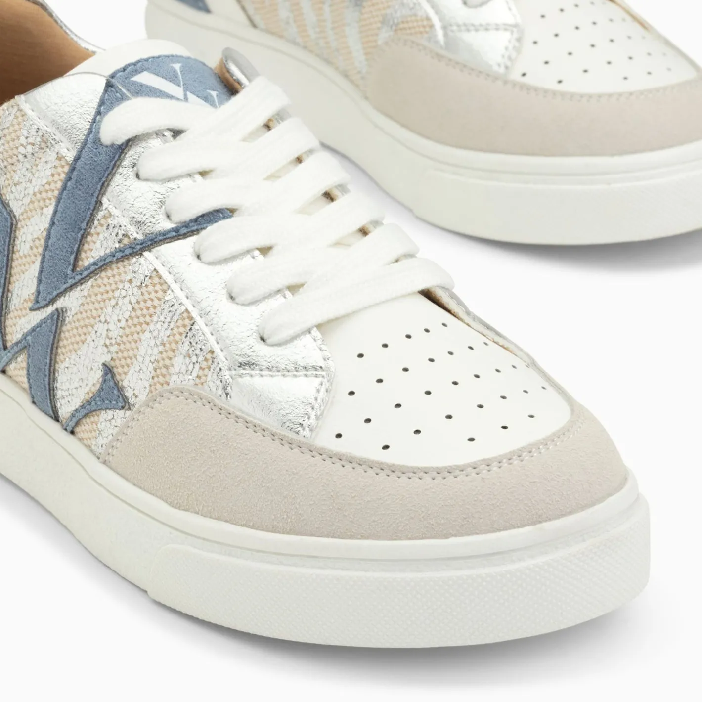 Vanessa Wu Baskets Monogramme Joyce Argent Zebre Et Bleu-Gris Online