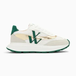 Vanessa Wu Baskets Monogramme Lana Vert Et Or A Semelle Oversize Sale